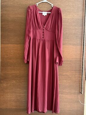 Reformation Burgundy Long Sleeve Midi Dress | Size 4